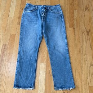 Agolde Women's button fly Straight Jeans in Classic Blue, Sz 30